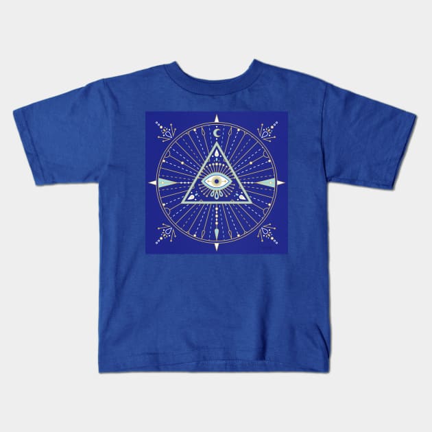 Evil Eye Mandala Kids T-Shirt by CatCoq